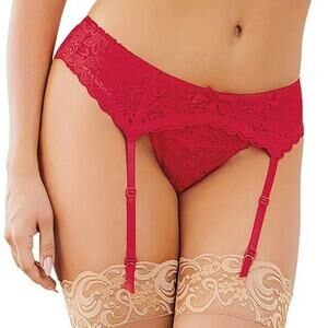 Dreamgirl Bright Red Lace Garter Belt Size OS
